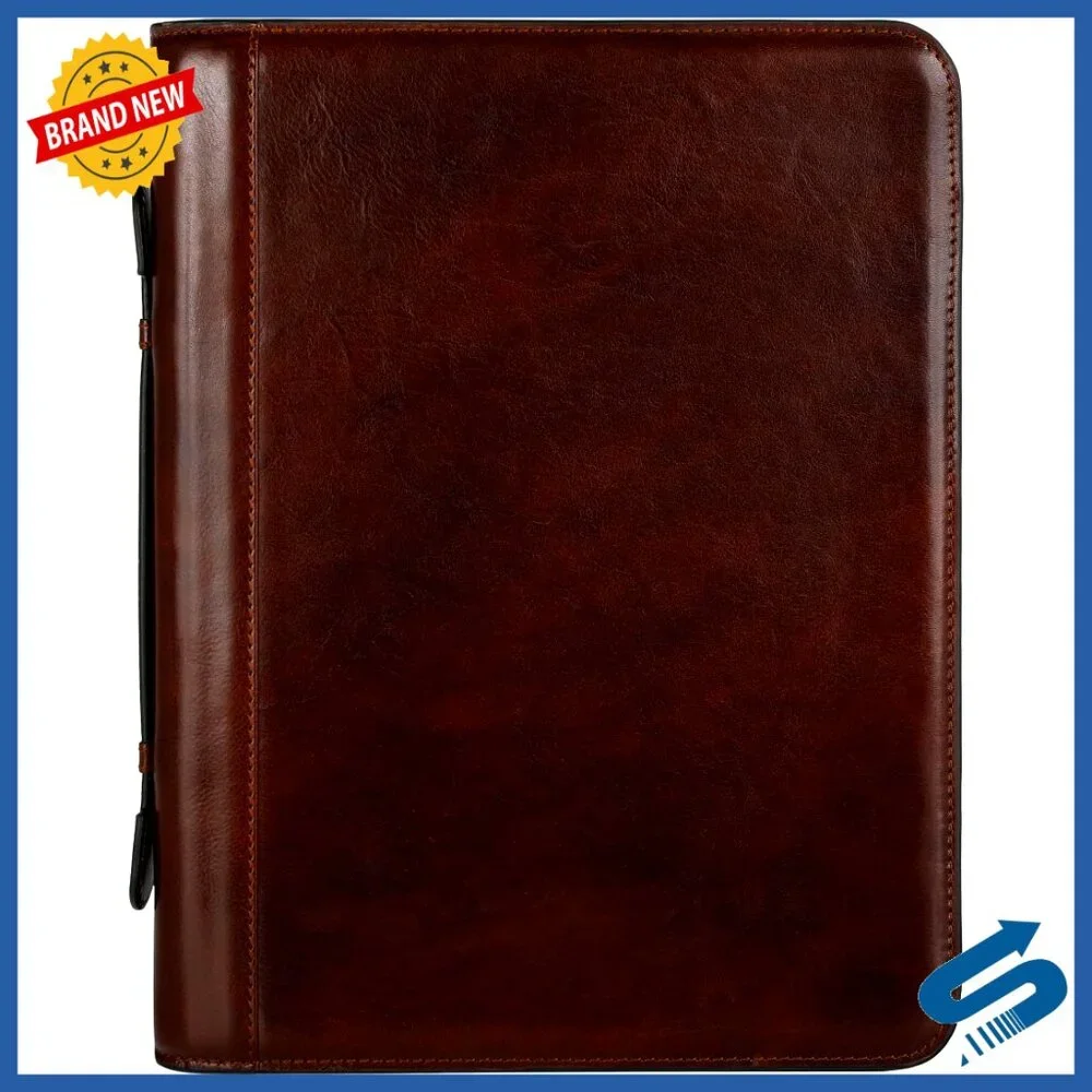 Leather Portfolio Briefcase Tablet Size Document Bag Professional Carry Handle